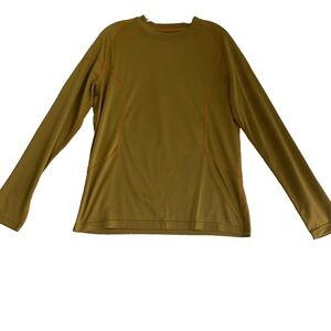 REI Co-op T-shirt Top Men Sz L Mustard Yellow Thermal Base Layer Camping‎ Hiking